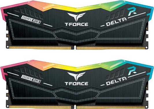 Team Group T-Force Delta Black RGB 32GB Kit (16GB x 2) 5600MHz On-Die ECC DDR5 for SFF/TWR
