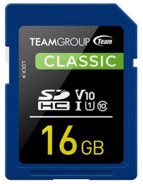 Team Group Classic SDHC UHS-1 V10 SD Memory Card 16GB, R/W (Max) 80MB/s 15MB/s
