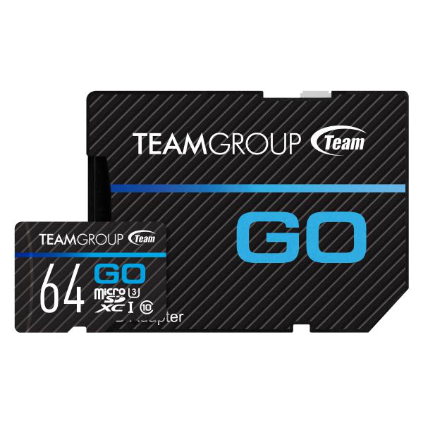 Team Group Go 4K MicroSDXC Memory Card 64GB, R/W (Max) 100MB/s 50MB/s, V30, UHS-I U3 With SD Adapter
