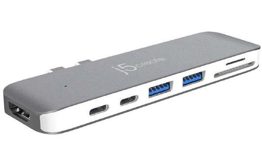 J5create JCD382 ULTRADRIVE Thunderbolt 3 hub for Macbook Pro 2020 13&quot;/15&quot; (2x USB-C to 1x Thunderbolt 3, 1xUSB-C, HDMI, 2xUSB-A, micro SD card reader)