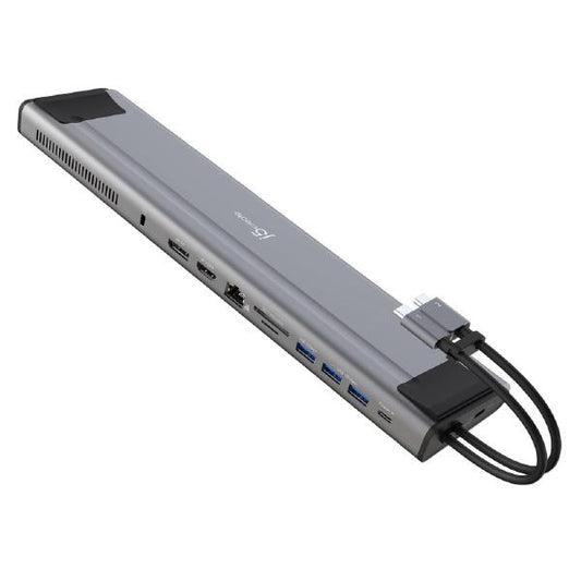 J5Create JCD552 M.2 NVMe SSD USB-C Dual 4k Docking Station for MacBook Pro/Air &amp; USB-C Windows (USB-C to HDMI, DP, USB-C, USB-Ax3, RJ45, MicroSD)