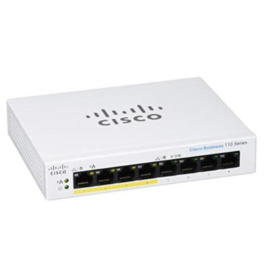 Cisco CBS110 Unmanaged 8-port GE, Partial PoE, Desktop, Ext PS