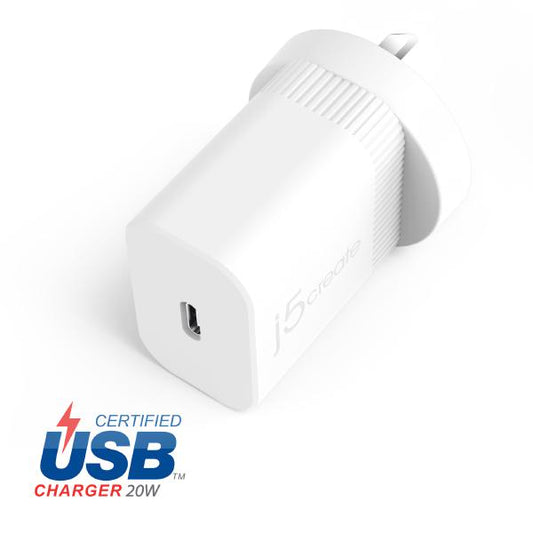 J5create JUP1420 20W PD USB-C  Wall Charger for iPhone 12 &amp; other smartphones/Tablets