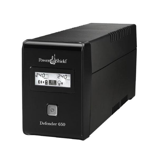 PowerShield Defender 650VA / 390W Line Interactive UPS with AVR, 2 x Australian Outlets and user replaceable batteries.